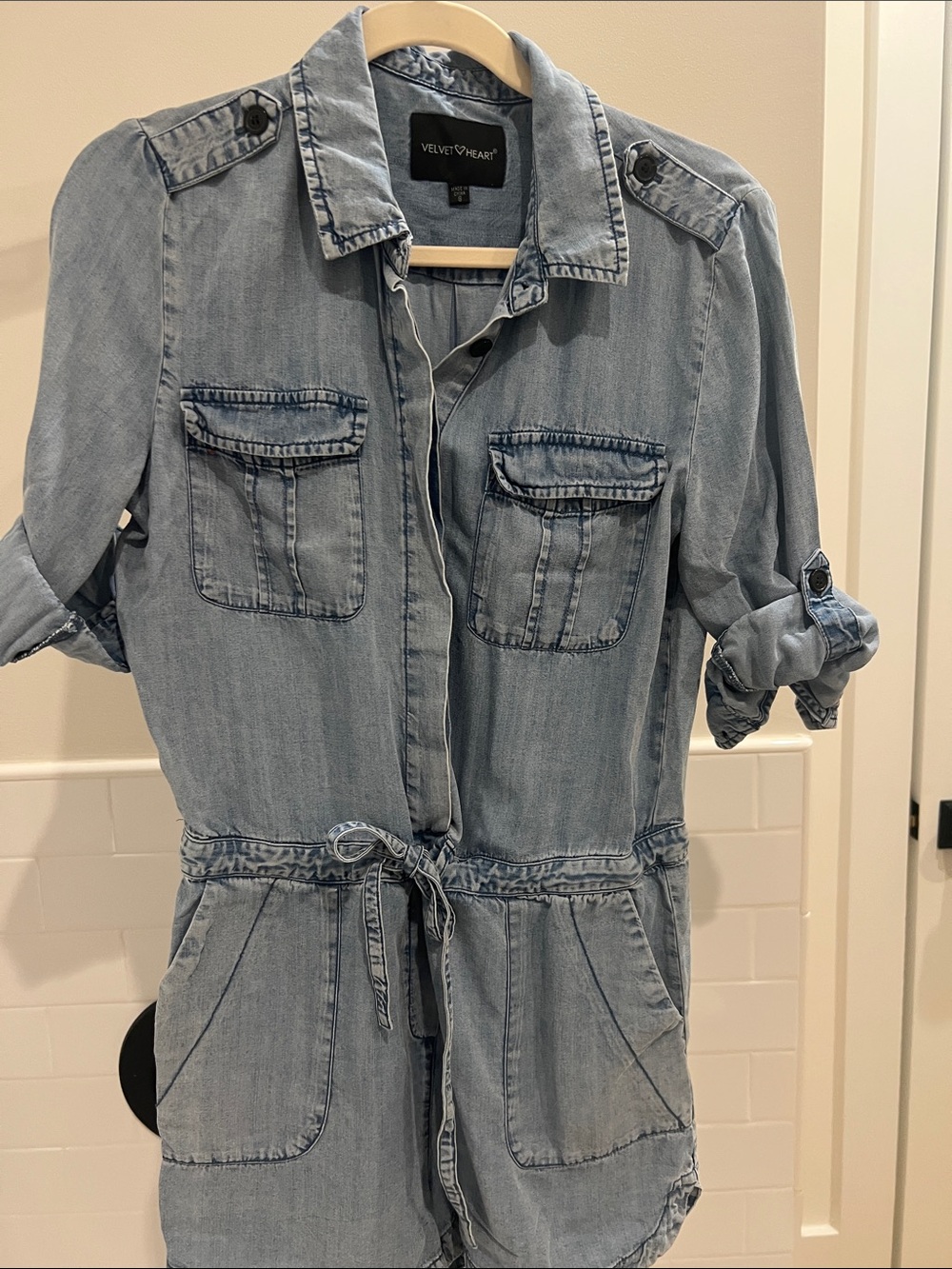 Velvet Heart Light Wash Denim Romper